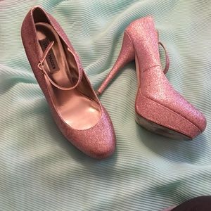 Steve Madden Pink Glitter Platform Heels
